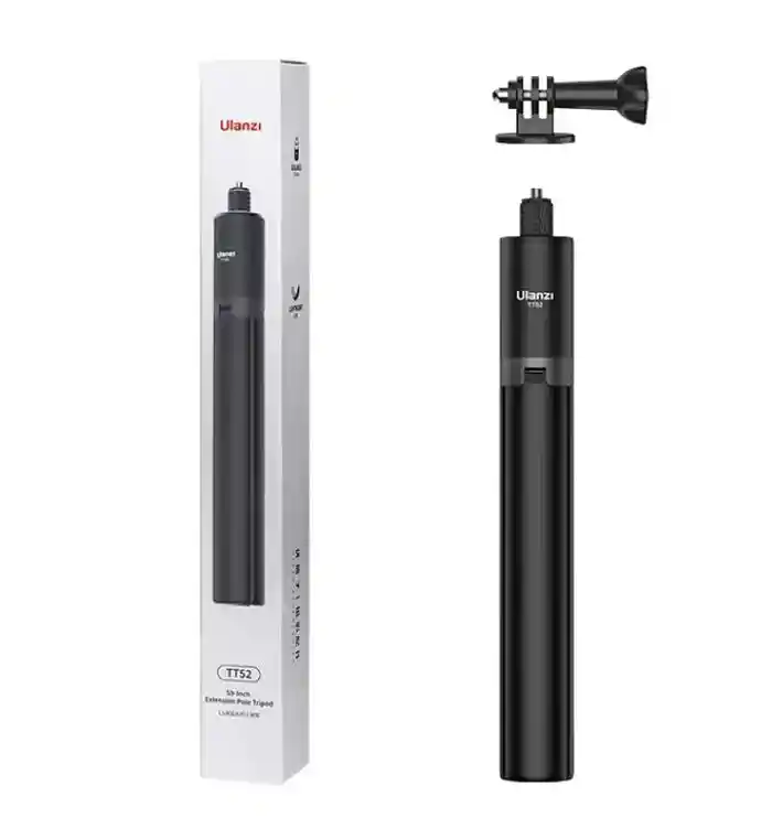 Ulanzi TT52 Lightweight 2-in-1 Selfie Stick Tripod 1.5m Extendable Pole with GoPro Adapter & 1/4" Screw Mount for Smartphones Action Cameras Vlogging